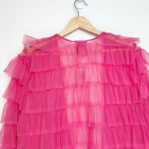 NWT RARE Betsey Johnson x Torrid Pink Mesh Ruffle Tiered Kimono | SZ 00 (10) - Picture 9 of 12